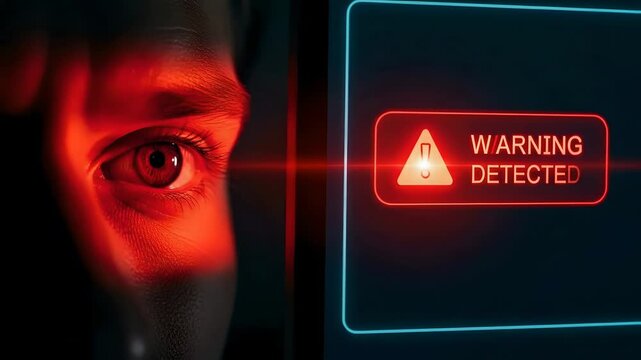 Biometric Security Scan Triggers Warning Detected Alert Animation