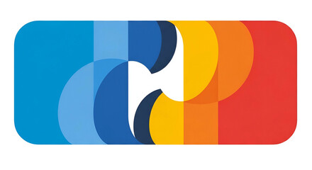 Abstract Colorful Geometric Pattern on White Background with Bright Blue Yellow Red Shades