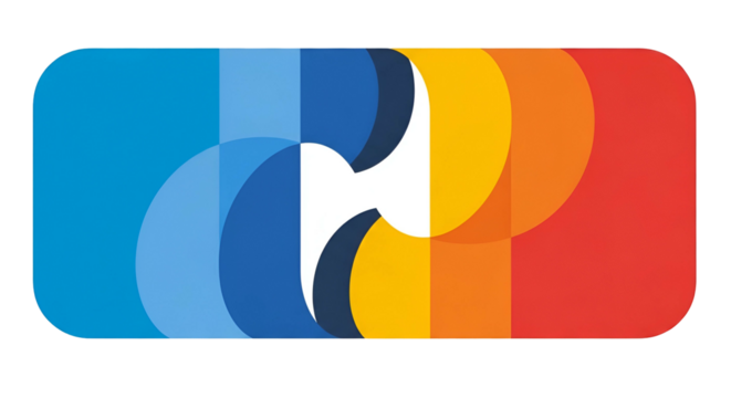 Abstract Colorful Geometric Pattern on White Background with Bright Blue Yellow Red Shades