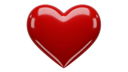 Glossy Red Heart Symbol on Transparent Background for Love and Romance Themes