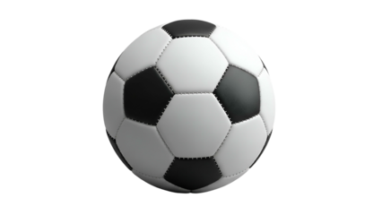 Classic Black and White Soccer Ball on Transparent Background