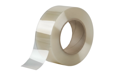 Clear Transparent Adhesive Tape Roll on Transparent Background