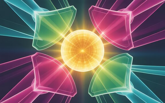 Abstract colorful glowing energy burst with radiating light