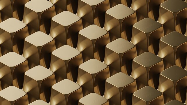 Abstract golden cubes arranged in a repeating pattern