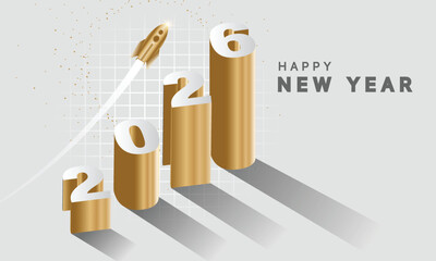2026 Happy New Year Background Design. Greeting Card, Banner, Poster. Vector Illustration.