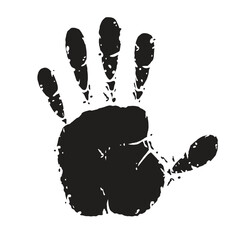 Handprint Gesture Silhouette Vector Art, Black & White Line Drawing Illustration 
