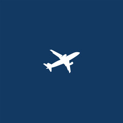 Airplane symbol against a calming deep blue backdrop for simple travel art
