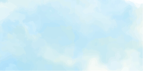 Fluffy white clouds in a bright blue summer sky with abstract watercolor texture