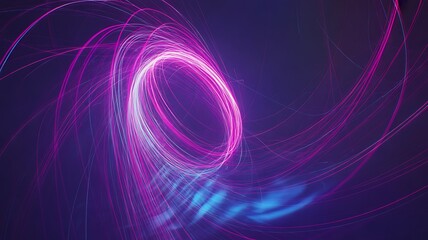 Abstract swirling vortex of pink and purple light particles