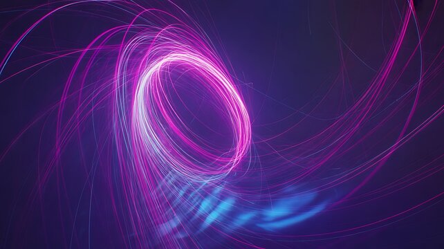 Abstract swirling vortex of pink and purple light particles