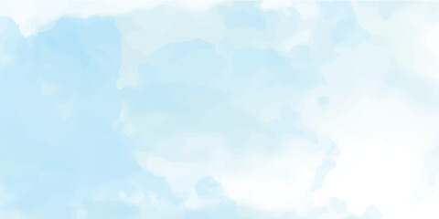 A beautiful, clear blue sky with fluffy white clouds is an abstract watercolor of nature's bright summer day
