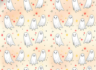 Cute ghost pattern halloween seamless background