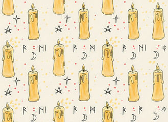 Magic candle pattern seamless halloween design