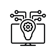 Black line icon for technology