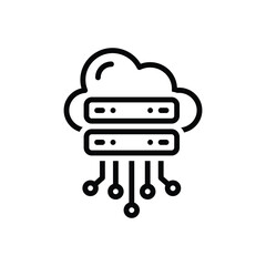Black line icon for cloud storage
