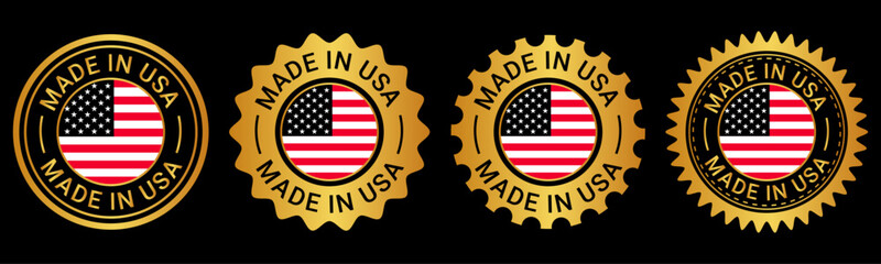 Made in USA Gold Seal American Flag Product Badge Label Design © Muhammad