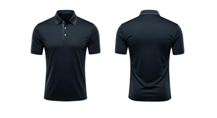 Dark polo shirt mockup apparel design template front back view casual clothing
