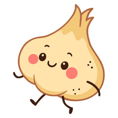 cute onion vegetable cartoon character flat color vector illustration template design