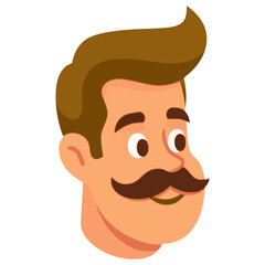 man face with moustache avatar profile flat color vector illustration template design