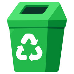 garbage can recycling waste processing flat color vector illustration template design