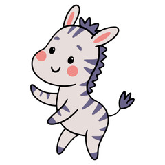 cute zebra animal cartoon character flat color vector illustration template design
