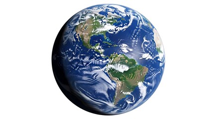 Obraz premium Earth globe with detailed continents and oceans isolated on white background for educational or scie