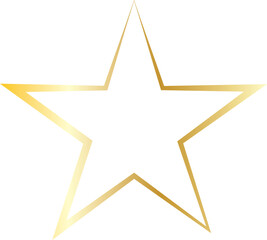 elegant gold outlined star shape with a smooth metallic gradient. Minimalist design suitable for celebration themes, awards, achievements, and decorative graphics