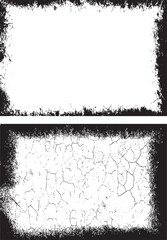 Collection of Grunge  frame, Set of Four Distressed Grunge Borders and Frames, Set of black and white grunge frames with vector texture and paint splatter border design