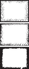 black and white frame, Set of Three Distressed Grunge Photo Frames, Black and white grunge frame vector illustration, three black and white grunge frames with a white border