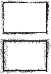 black and white grunge frame, black and white grunge border, Black and white grunge border frame vector set with floral ornament and dirty texture illustration element