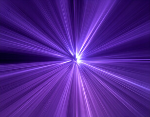 Dynamic purple light rays radiate from a bright center, creating an energetic abstract background perfect for technology, speed, or futuristic concepts.