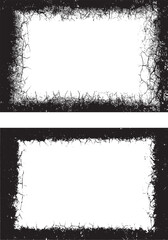 Black and white grunge frame vector illustration with dirty texture and vintage ink edge pattern