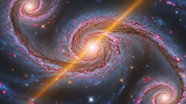 A cosmic view of two intergalactic spiral galaxies colliding