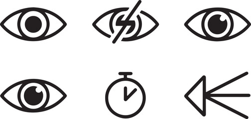 Obraz premium Visibility Privacy Eye and Time Outline Vector Icon Set
