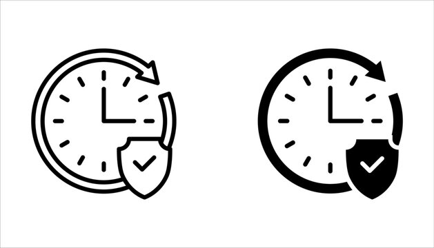 Long Term Protection thin line vector icon set on white background