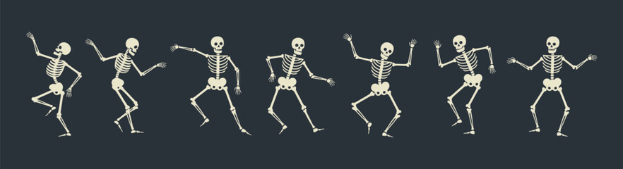 Dancing Skeletons Row Halloween Animated Bones and Funny Skeletons