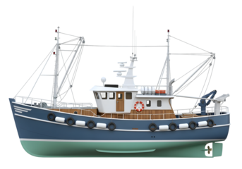 Isolated fishing boat , Small boat isolated on transparent background png