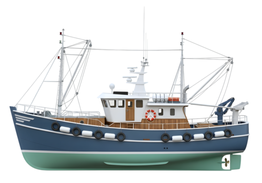 Isolated fishing boat , Small boat isolated on transparent background png