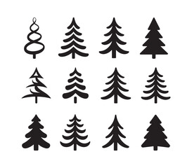 Fototapeta premium Collection of Stylized Christmas Tree Silhouettes
