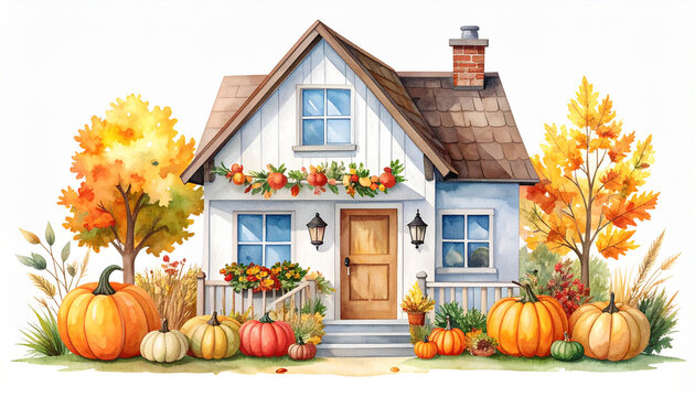 pumpkin and autumn leaves