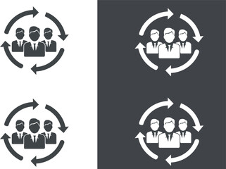 Vector illustration teamwork and collaboration concept with circular arrows around group of people icons