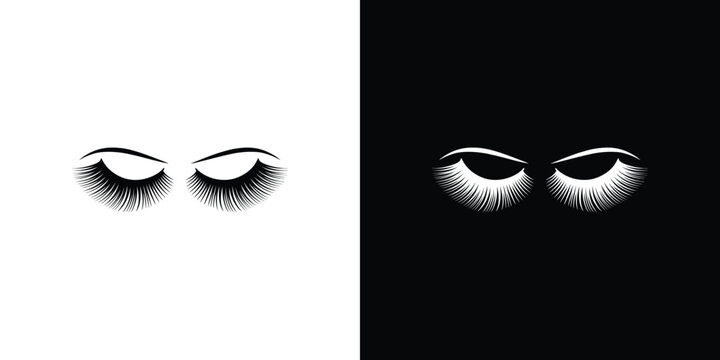 Eyelash Extensions with Closed Eyes on Split Background