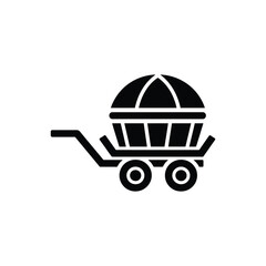 Fototapeta premium Wagon Icon, Cart Vehicle With Handle and Wheels on Transparent Background
