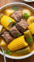 Hearty Sancocho: A Traditional Latin American Stew with Beef and Vegetables