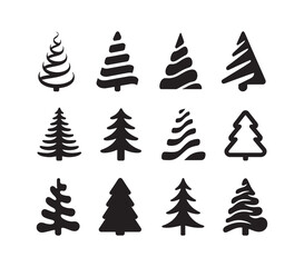 Fototapeta premium Collection of Stylized Christmas Tree Silhouettes