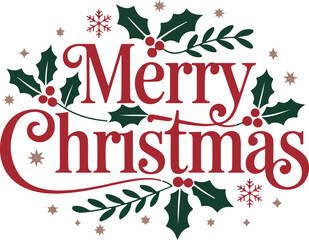 Merry Christmas typography vector art and illustration.