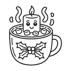 cute candle with holly bold & easy cute christmas coloring page, Whimsical Gingerbread House Coloring Pages for Kids & Adults, Christmas Coloring Pages, bold & easy cozy winter coloring book pages, 