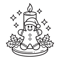 cute candle with holly bold & easy cute christmas coloring page, Whimsical Gingerbread House Coloring Pages for Kids & Adults, Christmas Coloring Pages, bold & easy cozy winter coloring book pages, 
