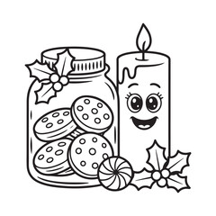 cute candle with holly bold & easy cute christmas coloring page, Whimsical Gingerbread House Coloring Pages for Kids & Adults, Christmas Coloring Pages, bold & easy cozy winter coloring book pages, 