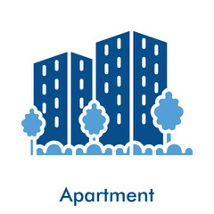 Naklejka premium Apartment Icon in Duotone Solid Style. Vector Illustration